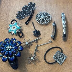 Chic Silver and Blue Hair Accessories Collection